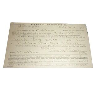 1909 Needlework Guild of America Antique Postal Card Hatboro PA Baptist Church